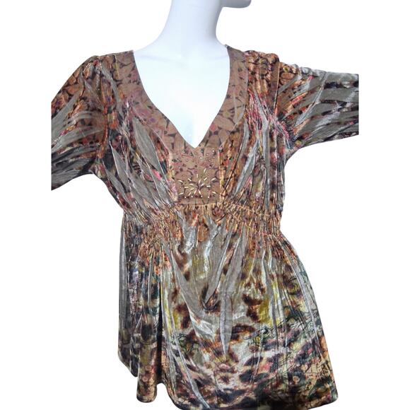 Y2K Vintage  Apt 9 Velvet Burnout Womens size 1X Babydoll Embellished Whimsy Top - Picture 14 of 16